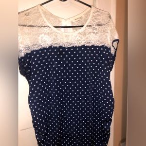 Lace with blue dots shirt